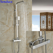 Senducs-Juego de ducha termostática de lujo, conjunto de ducha termostática con Set de ducha de baño de latón macizo de alta calidad, Suqare 2024 - compra barato