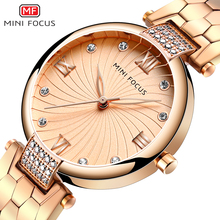 Mini relógio de quartzo rosa para mulheres, relógio de pulso feminino luxuoso de marca de foco, moderno, para mulheres, dourado 2024 - compre barato