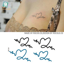 Waterproof Temporary Tattoo Sticker sexy love wave tattoo on chest tatto stickers flash tatoo fake tattoos for girl women 2024 - buy cheap