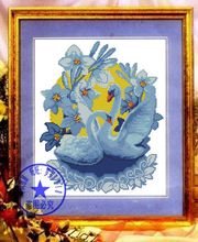 FREE delivery Top Quality lovely beautiful counted cross stitch kit moonlight swan love swans in lake 2024 - buy cheap