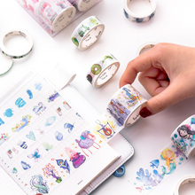 Washi-Juego de tape de papel, cintas adhesivas de varios tamaños, color púrpura, azul, mar, verde, papelería para álbum de recortes, EJ346, 10 Uds. 2024 - compra barato