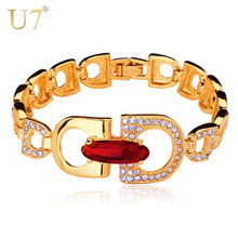 U7 grueso pulseras de la joyería de los hombres al por mayor venta al por mayor nuevo moda Color oro enlace Cadena de pulseras de cristal brazaletes H453 2024 - compra barato