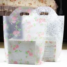 50 шт розовые/кружевные пластиковые пакеты с ручкой, прозрачная подарочная сумка для ювелирных изделий/одежды, маленькая подарочная упаковка, сумка для хранения покупок 2024 - купить недорого