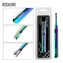 ROSALIND Nail Cuticle Remover Gel Nail Polish Pusher Rainbow Titanium Dead Skin Fork 1PCS Stainless Steel Manicure Tool 2024 - buy cheap