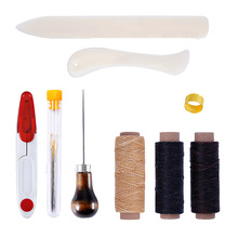 9Pcs/Set DIY Leather Craft Hand Thread Awl Waxed Thimble Stitching Sewing Tool LeatherCraft Kit 2024 - buy cheap