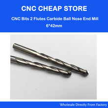 6*42mm Two Flutes High Quality Carbide Ball Nose End Mills Bit Cutting Tool CNC Router Long Longer Bits for Engraving Tools 2024 - buy cheap