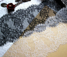 6 m/lote náilon clássico bordado cílios laço tecido 16cm diy decorativo rendas guarnição vestido de casamento costura acessórios 2024 - compre barato