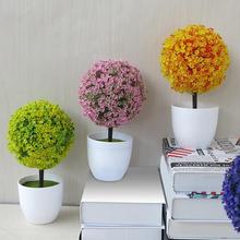 New Potted Blossom Bonsai Festival Artificial Potted Ornament Topiary Ball Shape Bonsai Fake Plant Home Decoration Drop Shipping 2024 - buy cheap