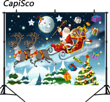 Capisco Photography Backdrop Merry Christmas Santa Claus Flies Sleigh Night Sky children backdrop Photo decoration background 2024 - buy cheap