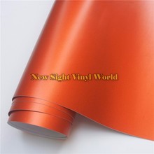 High Quality Orange Satin Metallic Wrap Matte Satin Metal Orange Vinyl Air Release For Car Wrapping 2024 - buy cheap