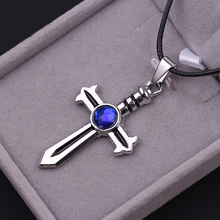 Fashion Blue Anime Crystal Cross Pendant Necklace Fairy Tail Figure Gray Fullbuster Cosplay Jewelry For Men Women Accessories 2024 - buy cheap