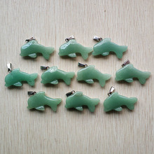 Wholesale 10pcs/lot fashion hight quality natural green aventurine carved Dolphin shape pendant for jewelry making free shipping 2024 - buy cheap