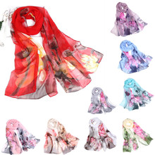 Модный высококачественный и элегантный женский длинный мягкий шарф-шаль с принтом лотоса 2024 - купить недорого