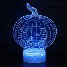 Lámpara LED 3D con temática de calabaza, luz nocturna con 7 colores, cambio de ambiente táctil, regalo de Navidad 2024 - compra barato