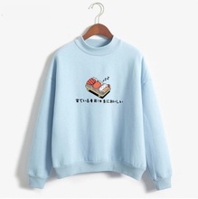 Women Hoodies 2018 Autumn Winter Sweatshirts Cartoon Kawaii Sushi Japanese Print Fleece Loose Moletom Feminino Harajuku Pullover 2024 - buy cheap