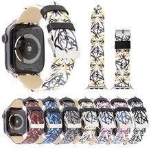 38/40mm 42/44mm Graffiti Genuine Leather Bracelet for Apple Watch Strap Men Women Wristband for iWatch Series 1/2/3/4 Band 2024 - buy cheap