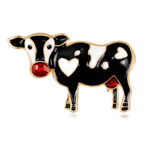 Zlxgirl luxury brand Pink and jet color Cow animal brooches of men's jewelry women's carton scarf pins hijab accessory bags hats 2024 - buy cheap