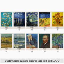 Cortina de lino con pintura al óleo de Van Gogh, visillo de puerta personalizable Noren para restaurante, cocina, dormitorio, decoración del hogar 2024 - compra barato