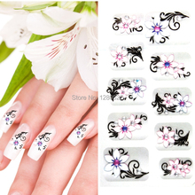 High Quality 5sheet/lot Women Flower 3D Art Silver Nail Stickers Rainestone Manicure Nail Tips Tools Decoration 24 Models Choose 2024 - buy cheap