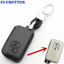 FLYBETTER Genuine Leather KeyChain 2Button Smart Key Case Cover For Toyota Camry/Land Cruiser/Highlander/Prado Car Styling L235 2024 - buy cheap