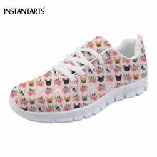 INSTANTARTS Funny French Bulldog Printing Girls Flats Shoes Casual Breathable Women Lace-up Sneakers Fashion Women's Spring Flat 2024 - buy cheap