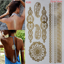 Temporary body art style of tattoos shiny gold and silver metal temporary flash disposable indians tattoo 2024 - buy cheap