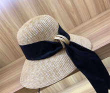 01902-axi  black ribbon summer natural paper handmade big brim  leisure beach  lady bucket cap women holiday hat 2024 - buy cheap