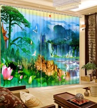 Green landscape curtains Landscape Scenery  Photo Printing Blackout 3D Curtains for Living Room 2024 - buy cheap