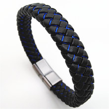 Braided Black Blue Punk Handmade Leather Men Bracelets Women Vintage Cuff Bangle Male Homme Jewelry Accessories 2024 - buy cheap