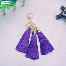 New Tassel Key Chain women Cute Colorful fringe KeyChain bag - 3  Silk Tassels Car Key ring gift jewelry #17025-1 2024 - buy cheap