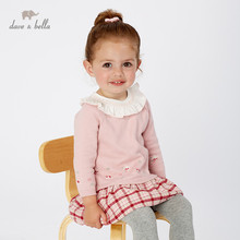 DB11455 dave bella autumn baby girl's princess cute floral plaid dress children fashion party dress kids infant lolita clothes 2024 - buy cheap