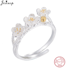 Jisensp-Anillo de rama de cerezo de plata 925 para mujer, anillo de dedo de flor ajustable, regalos de boda 2024 - compra barato