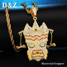 D&Z Hip Hop Popular Cubic Zircon UKA Mask Pendant Necklace For Men Iced Out Bling Jewelry Rock&Roll 2024 - buy cheap