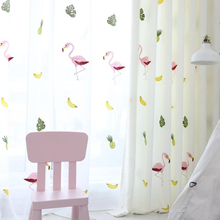 Nórdico cortinas de sombreamento para meninas quarto janela tule cortinas sala estar crianças dos desenhos animados vermelho-brids bordado cortina grossa 2024 - compre barato