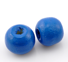 DoreenBeads Wood Spacer Beads Round Blue About 10.0mm( 3/8") x 9.0mm( 3/8"), Hole: Approx 3.0mm, 75 PCs Hot new 2024 - buy cheap