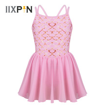 IIXPIN Girls Ballet Dance Camisole Tutu Dress Spaghetti Shoulder Straps Fish Scales Pattern Printed Gymnastics Leotard Dancewear 2024 - buy cheap