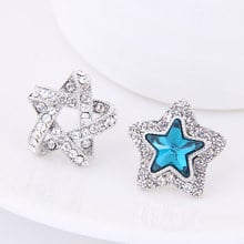 New Crystal Star Earrings lucky blue Stud Earring silver Earings For Women Jewelry Wholesale 2024 - buy cheap