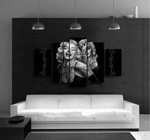 5 Pieces Picture Painting Wall Art Room Decor Print Poster Marilyn Monro Wall Pictures for Living   Room Canvas Painting Framed 2024 - buy cheap