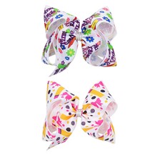 CN 7" BACK TO SCHOOL Hair Bows With Clip For Girls Large Pencil Print Ribbon Rhinestone Hair Clips Children Hair Accessories 2024 - buy cheap