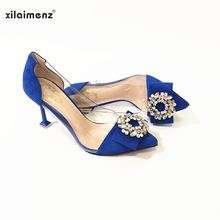 Royal Blue with Transparent Women High Heels Pumps Women Shoes Pointed Toe Summer Sexy Party Shoes Wedding Shoes Big Size 2024 - buy cheap
