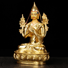 Estatua de Buda Tsongkhapa chapada en oro, talismán de 23cm para el hogar, protección eficaz, Budismo de Nepal Gelug, venta al por mayor 2024 - compra barato