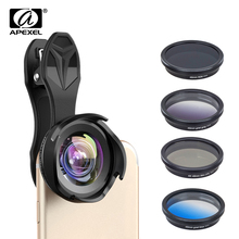 APEXEL all in all phone camera lens kit professional wide/macro lens with grad filter CPL ND filter for iPhoneX andriod phones 2024 - buy cheap