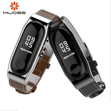 Correa de cuero para reloj inteligente Xiaomi Mi band 3, pulsera de cuero sin tornillo para reloj inteligente Xiaomi Mi band 3, color negro 2024 - compra barato