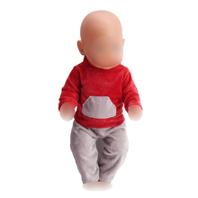 Ropa de muñeca informal, traje de manga larga, vestido rojo + Pantalones de gary, apto para muñecas bebé de 43 cm y 18 muñeca para niñas pulgadas, accesorios f53 2024 - compra barato