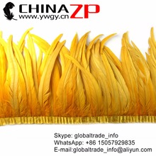 Leading Supplier CHINAZP Trimming Feathers New Arrival  Prime Quality Golden Yellow Rooster Tail Feather Fringe Wholesale 2024 - buy cheap