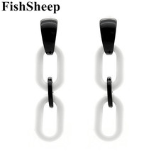 FishSheep New White/Black Acrylic Link Chain Drop Earrings For Women Statement Resin Circle Long Dangle Earrings Female Jewelry 2024 - buy cheap