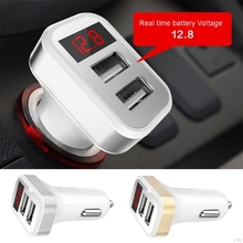 Car Charger 2.1A Dual USB Port Digital LED Voltage Current Display Charging Adapter For iPhone iPad Samsung Xiaomi Huawei Phone 2024 - buy cheap