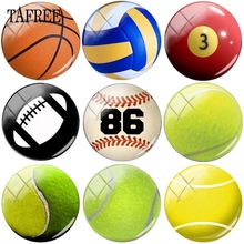 TAFREE Tennis Ball Sports Picture Glass Cabochon Dome Base Cover Pendant Beads 12- 20mm Baseball DIY Jewelry 2024 - buy cheap