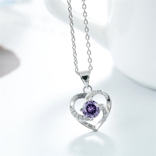 Sole Memory Sweet Romantic Heart Purple Crystal Gift Fresh Cute 925 Sterling Silver Clavicle Chain Female Necklace SNE401 2024 - buy cheap