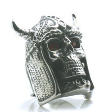 Size 7 to Size 15 Mens Boys 316L Stainless Steel Big Skull Red Stone Eye Northern Europe Vikings Ring 2024 - buy cheap